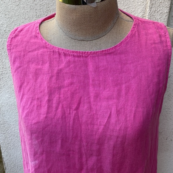Terzo Millennio 100% linen stunning tiered pink dress. Made in Italy. - Picture 3 of 13
